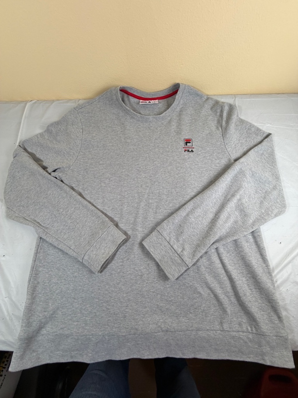 FILA‎ Men’s Gray Crewneck Sweatshirt with Red Accent